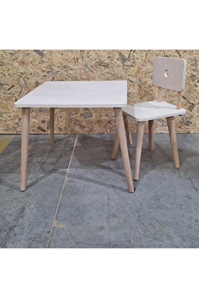 MrtAhşap Ahşap Masa ve Sandalye (Metal bağlantılı ve ayaklar Kayın ağacından)