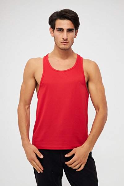 YÜKSEL IŞIK Men's Red Printed Sports Tank Top