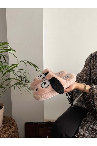 Behtah Kundura Παντόφλες για το σπίτι για άνδρες και γυναίκες - Σχήμα σκύλου, ήσυχη σόλα, βελούδινες αφράτες παντόφλες προίκας