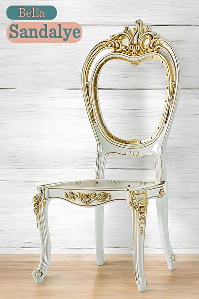 Badem10 Bella Sandalye Sert Plastik Krem Altın Gold Koltuk Bahçe Balkon Mutfa...