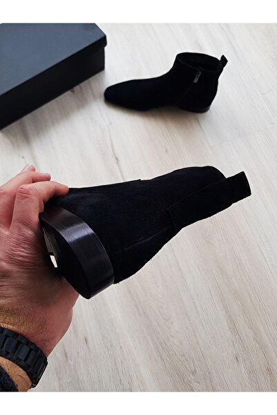 derimark Siyah Hakiki Deri Süet Erkek Bot