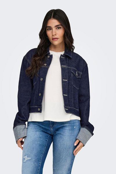 ONLY 15332367   Jachetă de jeans pentru femei Onlmercer Ls - Fold Up, Red Dnm Rea