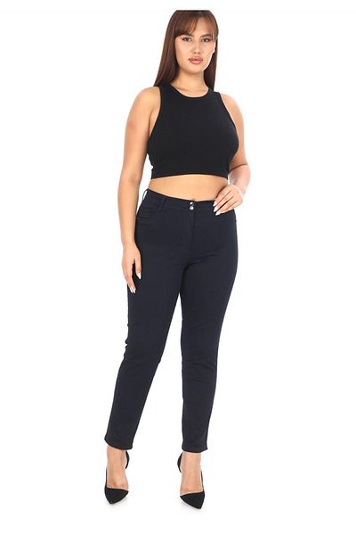 AKŞEN GİYİM High Waist Lycra Canvas Pants - Plus Size, Double Size, Thin Toprative, 96% Cotton, Tube Leg
