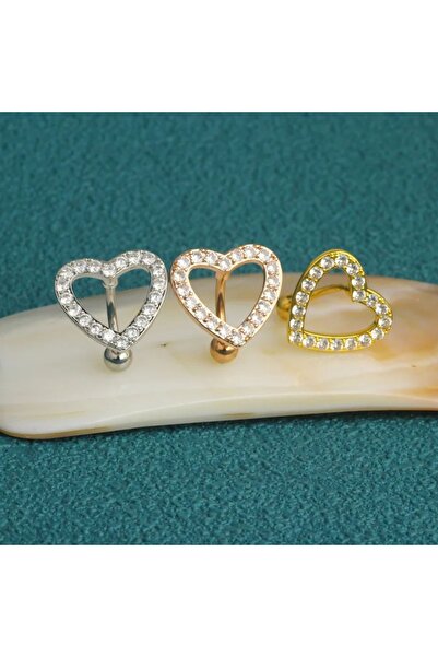bej jewelry Paslanmaz Çelik Gold Kalp Göbek Piercing