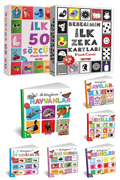 SAZE Ilk Kitaplarım Set + Eğitim Seti 50 Sözcük + Bebeğimin Ilk Zeka Kartları -eğitici Kartlar 3LÜ SET