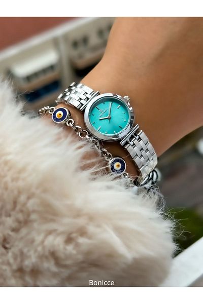 Reward Brand New Model Steel Cord Small Mini Case Women's Wristwatch+Nazar Beaded Bracelet