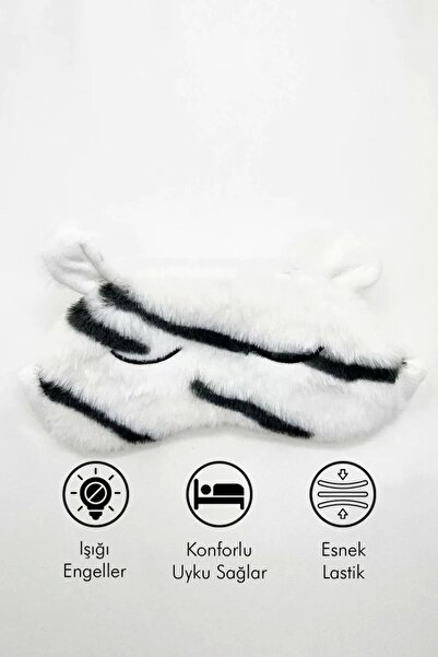 little Luv Çocuklar İçin Zebra Desenli Kulak Detaylı Peluş Uyku Bandı