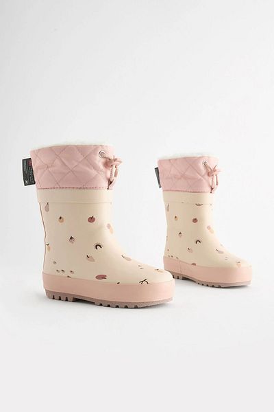 Next Thermal Thinsulate ™   Lined Fruit Patterned Neutral Color Rain Boots