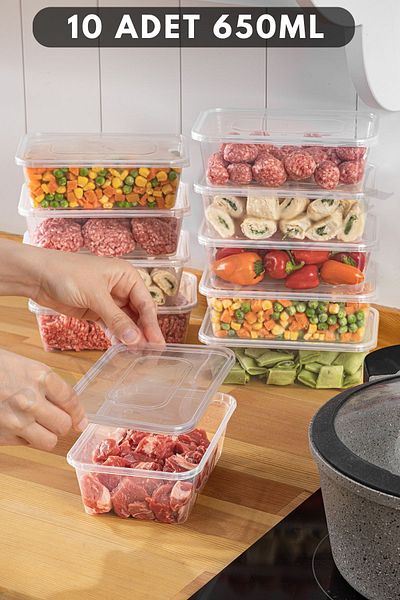 PONÇİK BEBEK 650ml Separate Lid 10 Pieces Deep Freezer Storage Set