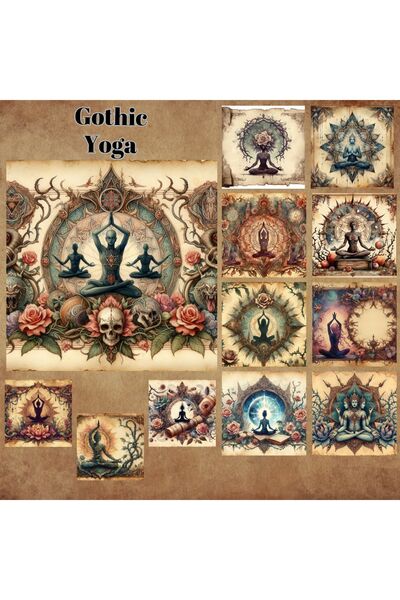 Pink Swan Craft Gothic Yoga Vintage - Set de 12 autocolante pentru albume de ...