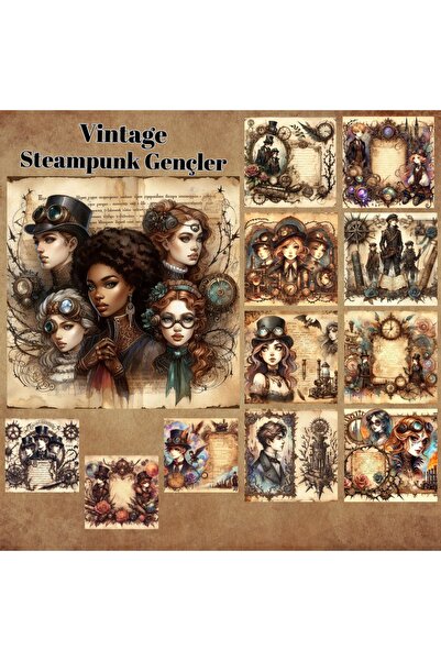 Pink Swan Craft Vintage steampunk set od 12 komada mat naljepnica za planer z...
