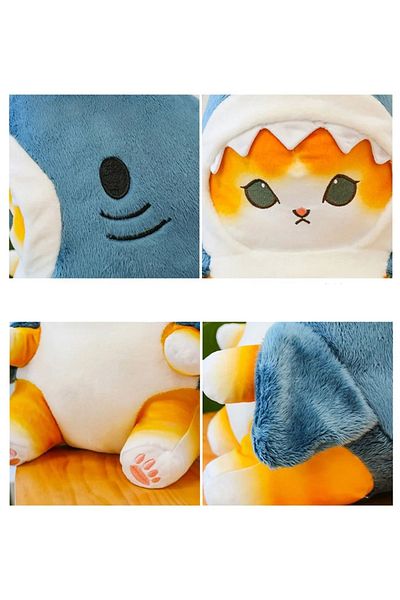 NB market 25cm Plush Cat - with Shark Costume, Cute Toy