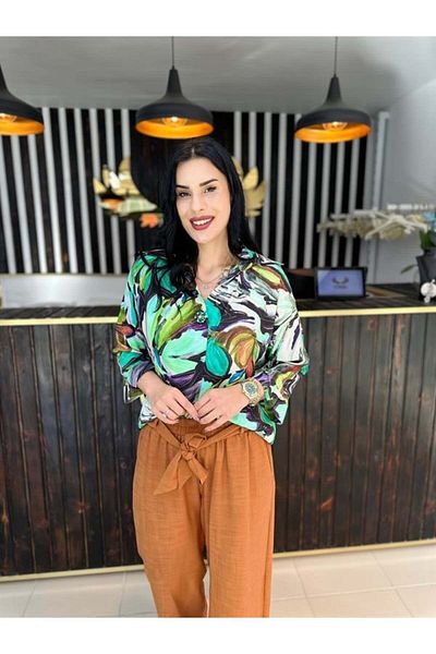 GÖKSEL Linen Plus Size Blouse