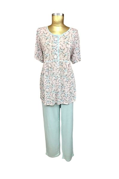Pelin Pijama Set pijama cu mânecă scurtă pentru femei Pelin-3233-albastru pudra