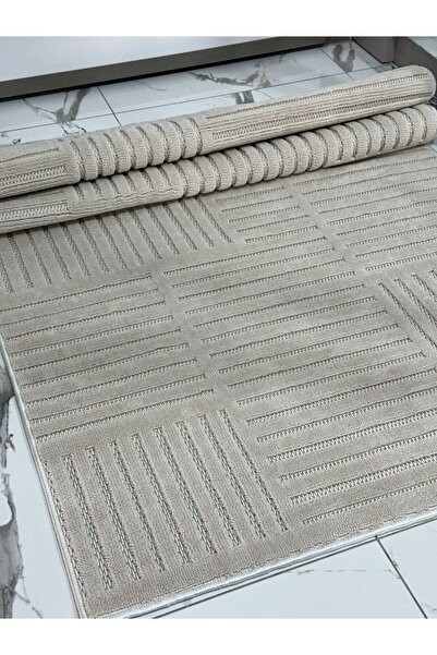 MBA VERONA 9204 Bej Yumuşak Dokulu Halı Kilim Salon Mutfak Koridor Kesme Yolluk Dokuma Halı