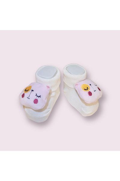 BATU GİYİM Figured Patterned and Toy Baby Booties Socks - Rattle