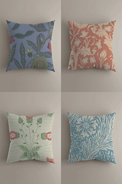 LadiesHome غطاء وسادة مزخرف مطبوع رقميًا على الوجهين بتصميم مخصص مكون من 4 قطع