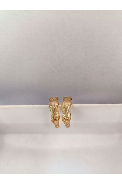 Marlenka Asymmetric Cut Steel Textured Hoop Earrings