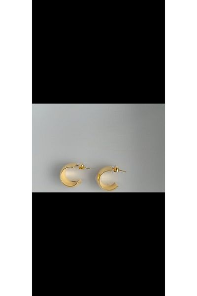 Marlenka Shiny Steel Curved - Hoop Earring Design