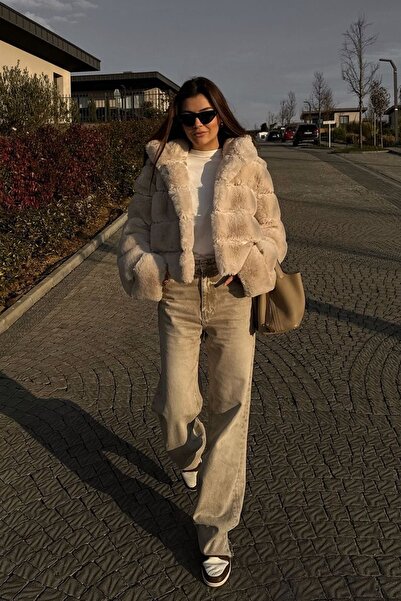 Açelya Okcu Premium Hooded Women's Rex Faux Fur Jacket