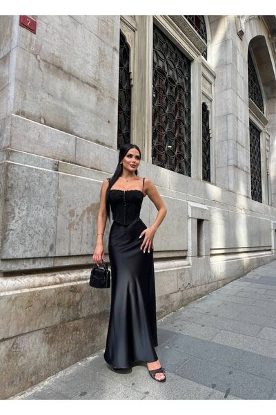 LB Laluna Butik Жіноча довга атласна спідниця