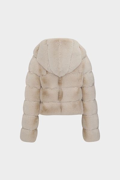 Açelya Okcu Premium Hooded Women's Rex Faux Fur Jacket