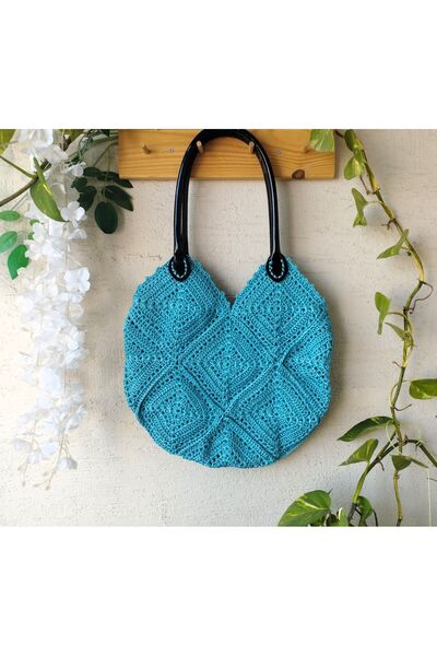 NeednStore Geantă de umăr/de braț, tricotată manual, în stil Hobo, verde, pen...