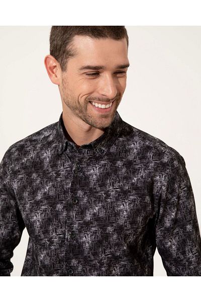 Pierre Cardin Μακρυμάνικο μαύρο πουκάμισο Slim Fit