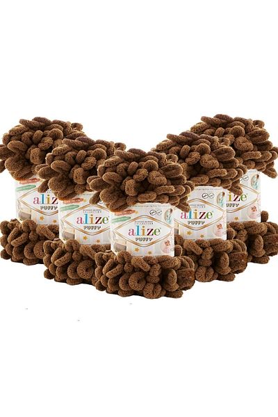 Alize Νήμα πλεξίματος χεριών Puffy 321 5 Pack - 321 Brown Moka - 100 Gr. 9 Mt. Σχοινί πλεξίματος δακτύλων