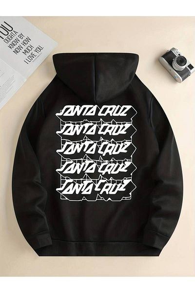 Machetta Hanorac de iarnă oversize unisex cu imprimeu Santa Cruze - 3 fire, 100% bumbac, hanorac cu glugă