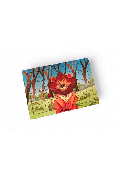 Fizello Lion 16 Piece Educational and Informative Wooden Children's Puzzle Montessori & Jigsaw Puzzle Baby Kids Toy