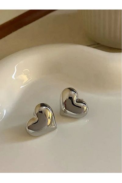 mos&more Heart Look Silver Earrings