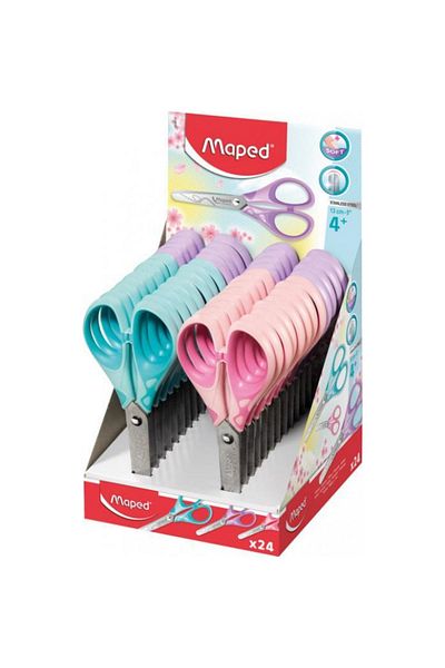 Maped School Scissors 13 cm Pulse Soft Pastel 24 Pack Set