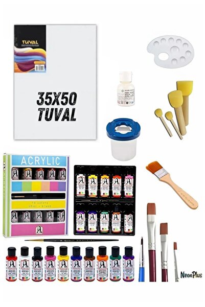 NEON PLUS Lüks Akrilik Boya Başlangıç Seti 35x50 Tuval Lüks Full Set