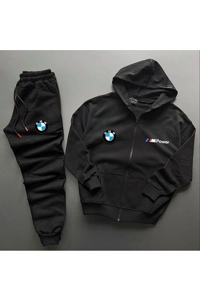 YOHO SPORT Σετ αθλητικής φόρμας BMW Mpower Printed Cotton - Μπουφάν με φερμουάρ και παντελόνι 2 τεμαχίων Unisex