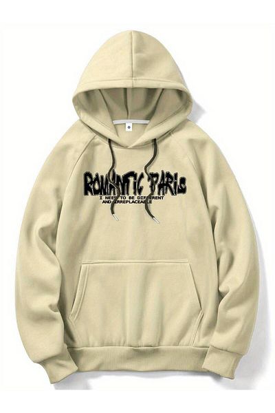 Keywest Χειμερινό φούτερ με κουκούλα Paris Printed Unisex Oversize - Φούτερ με κουκούλα 3 κλωστών 100% βαμβάκι