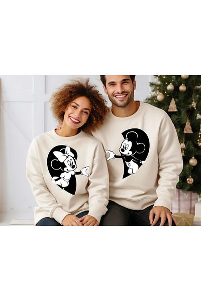UNIQUE DESIGN Minnie Mickey - Φούτερ ασορτί Disneyland, Φούτερ διπλού χρώματος