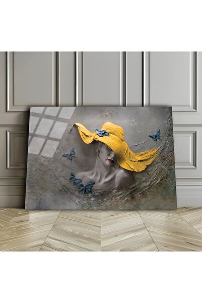 Harikabirev HARİKABİREV | STICLA INRUPATĂ (TEMPERATĂ) GALBEN-GRI TABLOA FEMEI...