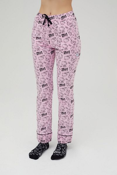 Hello Kitty Αδειοδοτημένο εμπριμέ ροζ γυναικείο 100% βαμβακερό φαρδύ παντελόνι πιτζάμα-παντελόνι Roz-248/A