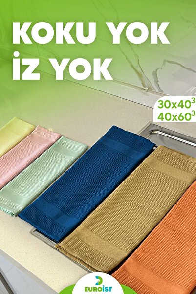 euroist 6 ADET Temizlik Bezi - Mikrofiber, Cam, Ayna, Mutfak, Banyo, Araç Temizlik Bezi (40x60 / 30x40CM)