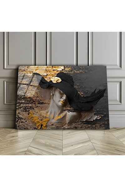 Harikabirev HARİKABİREV | STICLA INERABLE (TEMPERATA) TABLOA FEMEI NEGRU-AURI...