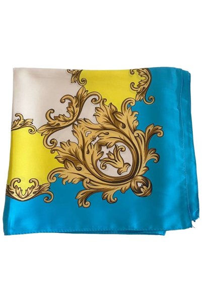 TikiTonki Floral Patterned Multicolored Square Cut Scarf - 90X90Cm