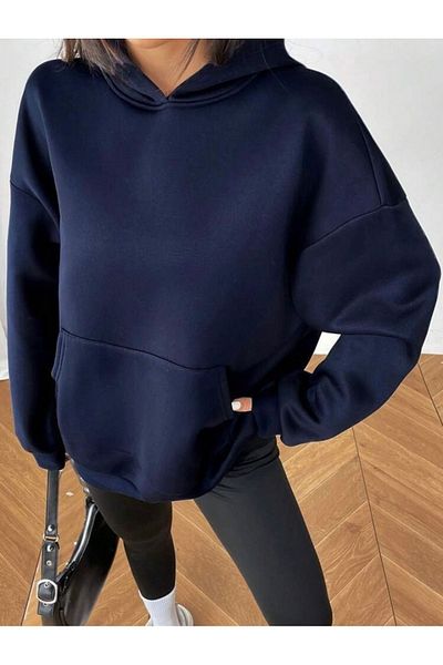 DEZZİİ Hanorac oversize cu glugă bleumarin