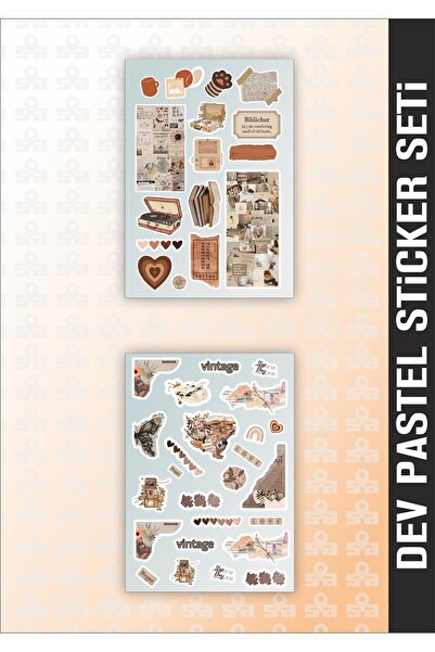 Sticker Adresim 9 Sayfa Vintage Set Sticker Seti Planner - bullet Journal Bilgisayar Telefon Kılıfı Için Uygun