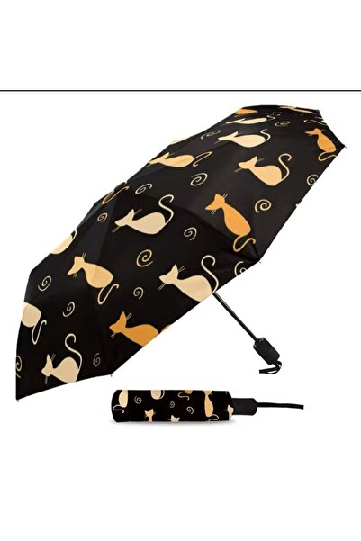 The Lavinia Gold Kedili Yarasa Model Manuel Şemsiye