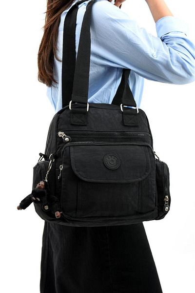 Baginn Geantă de umăr rezistentă la ploaie cu curea lungă încrucișată de 30*25 cm - țesătură clinker cu buzunare multiple