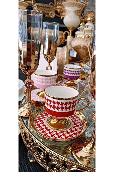 Kosova KAZ AYAĞI RENKLİ 6 KİŞİLİK KAHVE FİNCAN TAKIMI (W-JULİET)