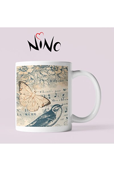 Nino Store 🕰   London Retro Music Big Clock Bird Themed Gift Printed Mug Cup 🕰