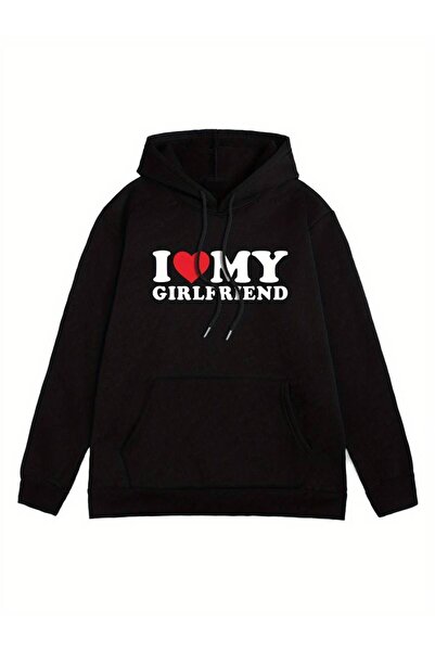Machetta I Love My Girlfriend Printed Unisex Oversize Winter Hooded Hanorac Hanorac - 3 fire 100% bumbac