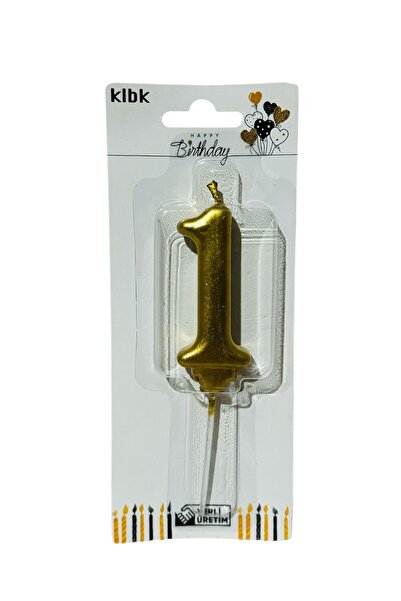 klbk Alya-butık 10 Cm 1 Yaş Doğum Günü Büyük Rakam Sayılı Pasta Mumu Gold Ren...